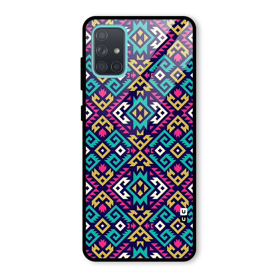 Retro Geometric Pattern Glass Back Case for Galaxy A71
