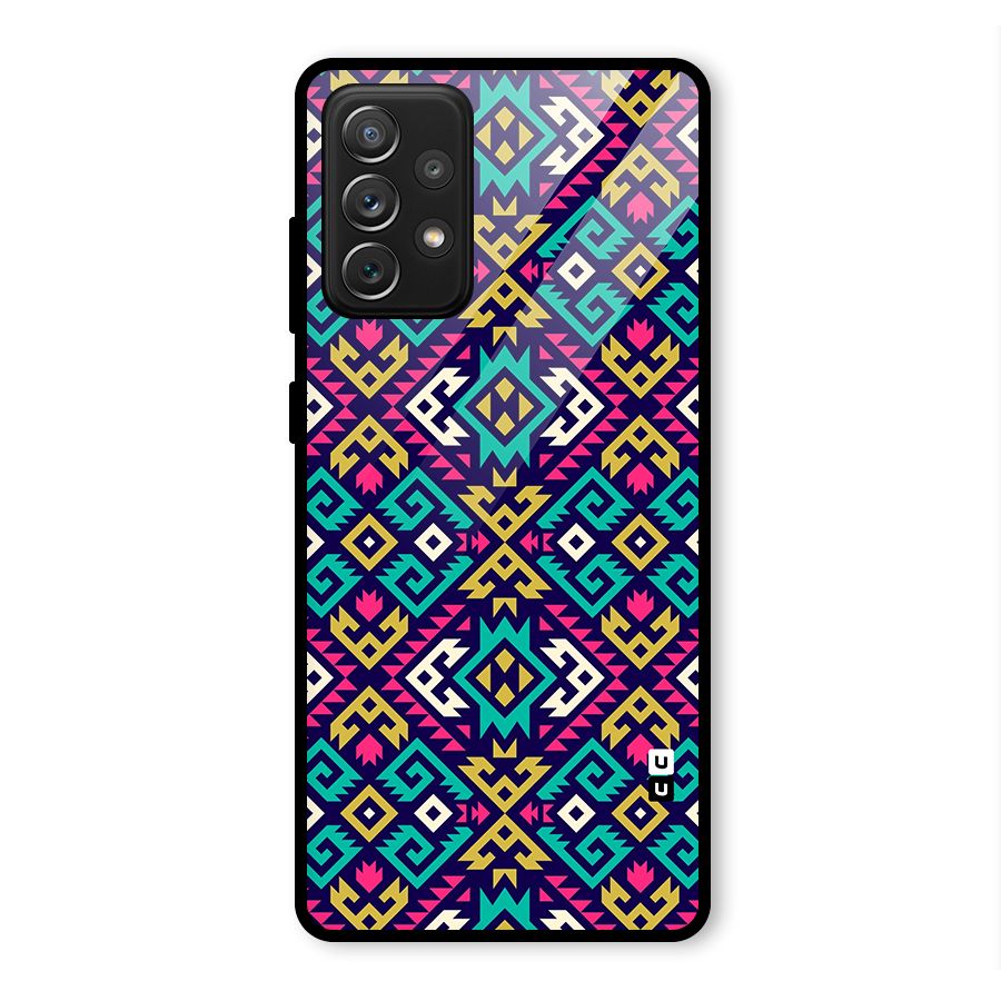 Retro Geometric Pattern Glass Back Case for Galaxy A72