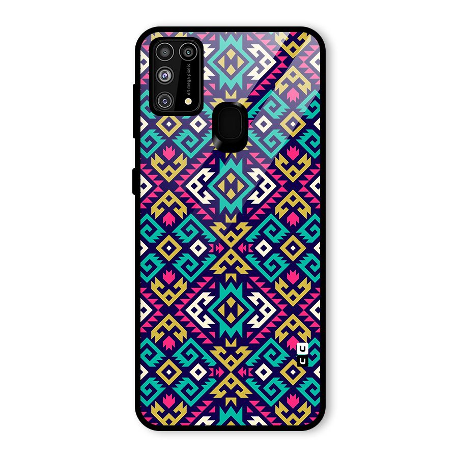 Retro Geometric Pattern Glass Back Case for Galaxy F41