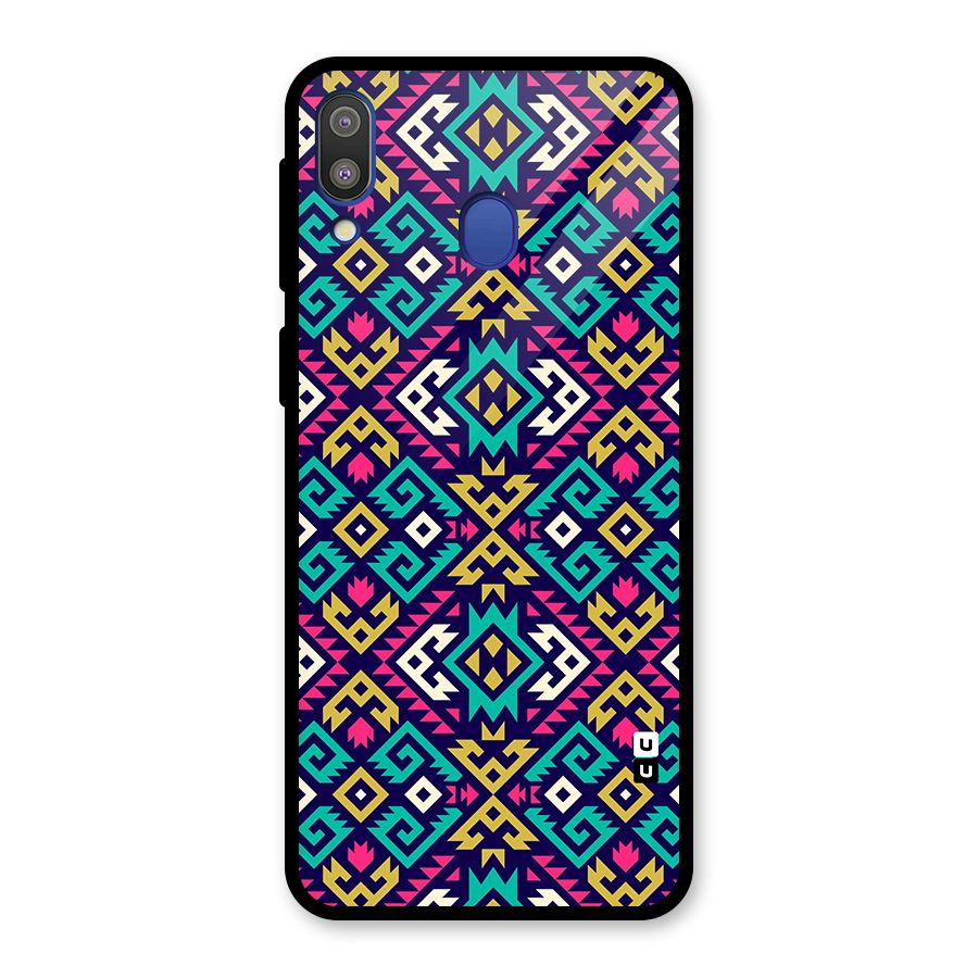 Retro Geometric Pattern Glass Back Case for Galaxy M20