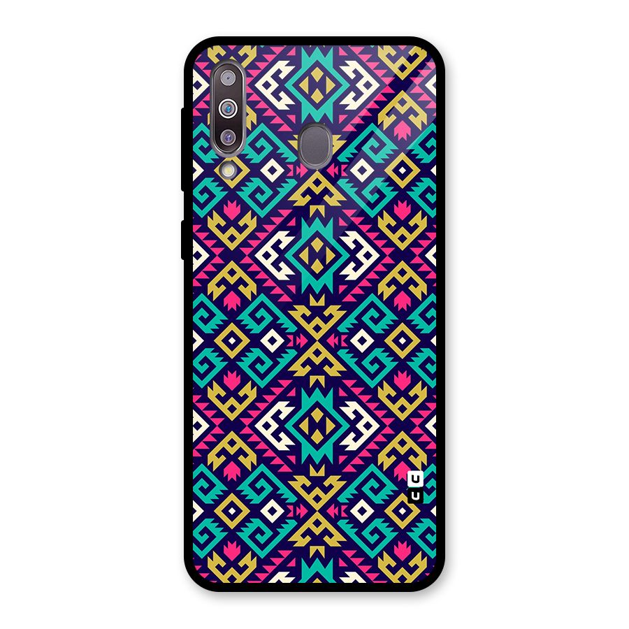 Retro Geometric Pattern Glass Back Case for Galaxy M30