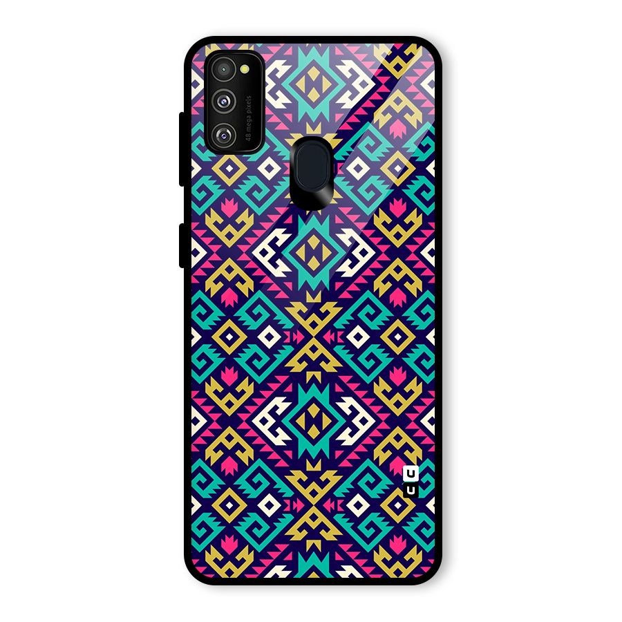 Retro Geometric Pattern Glass Back Case for Galaxy M30s