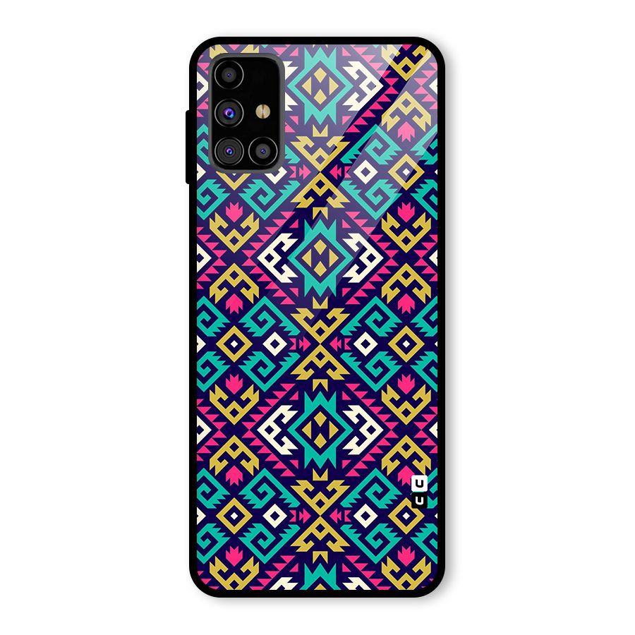 Retro Geometric Pattern Glass Back Case for Galaxy M31s