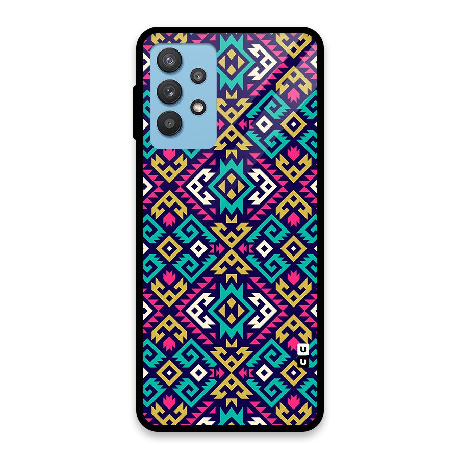 Retro Geometric Pattern Glass Back Case for Galaxy M32 5G