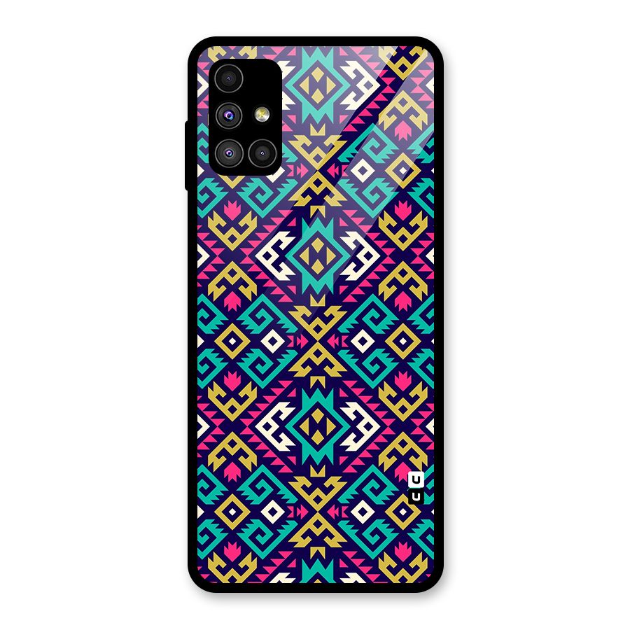 Retro Geometric Pattern Glass Back Case for Galaxy M51