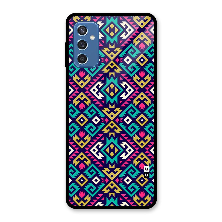 Retro Geometric Pattern Glass Back Case for Galaxy M52 5G