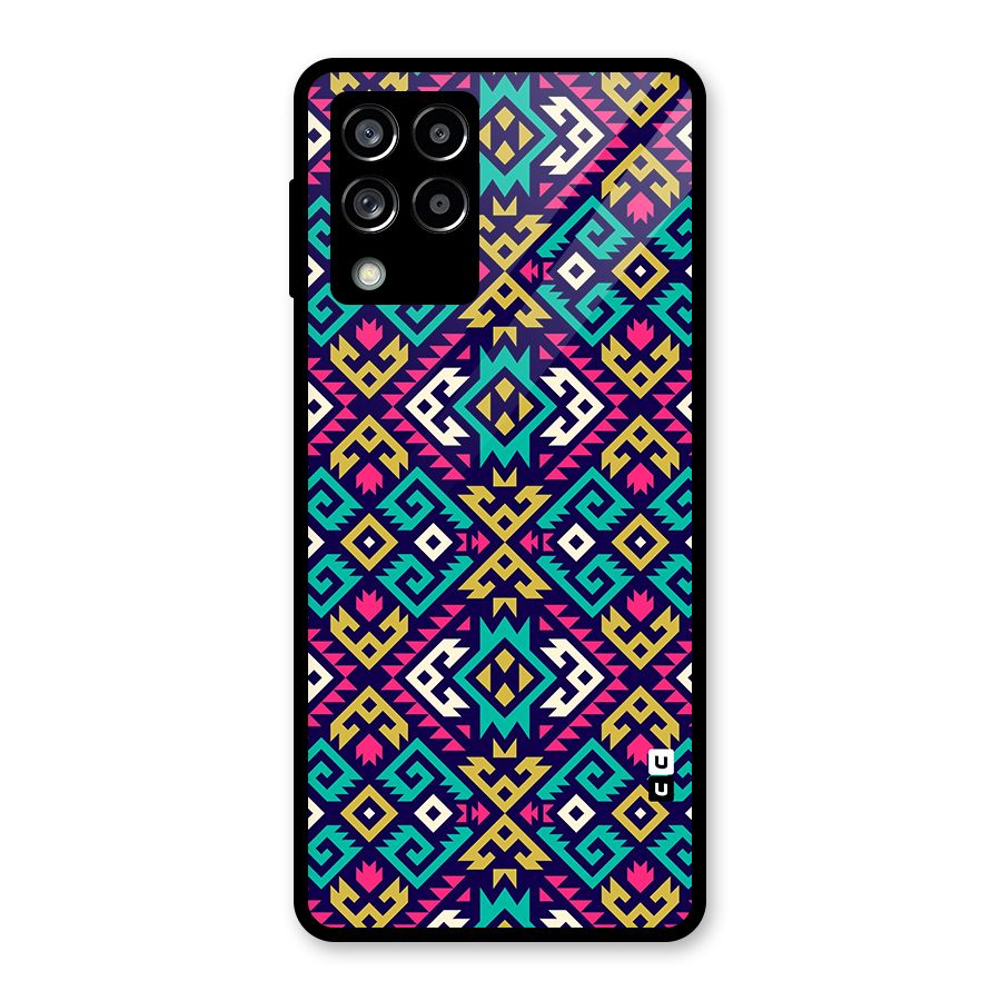 Retro Geometric Pattern Glass Back Case for Galaxy M53 5G