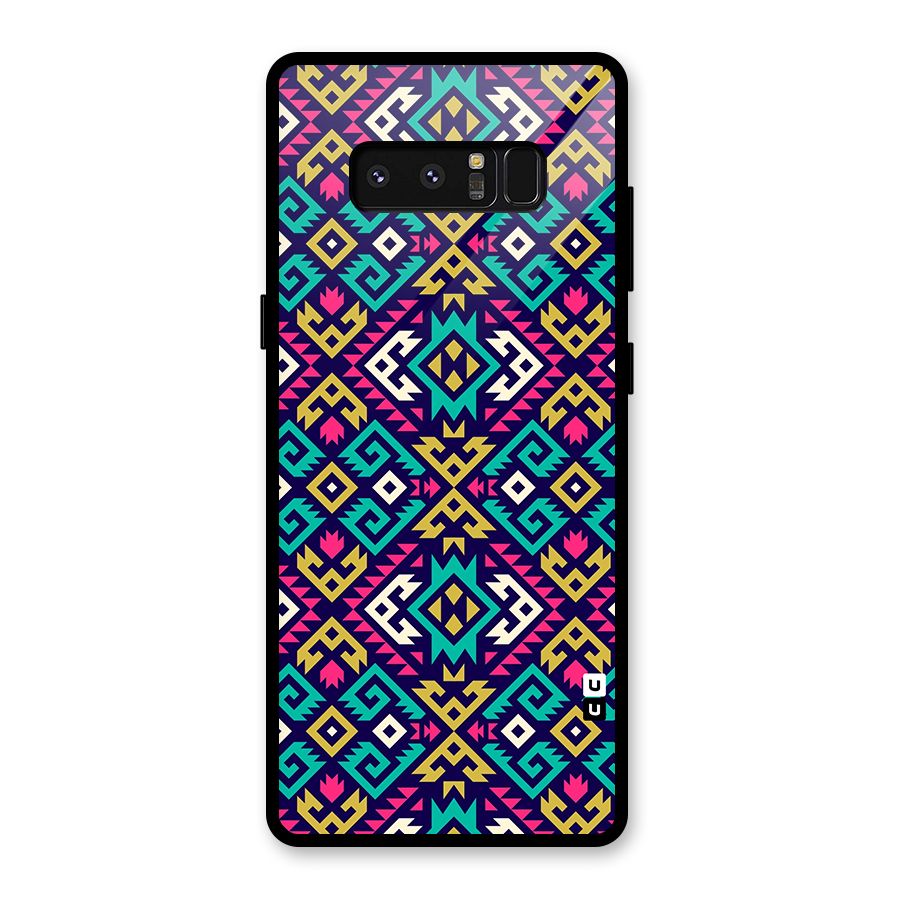 Retro Geometric Pattern Glass Back Case for Galaxy Note 8