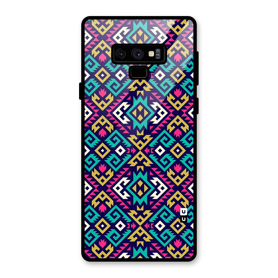 Retro Geometric Pattern Glass Back Case for Galaxy Note 9