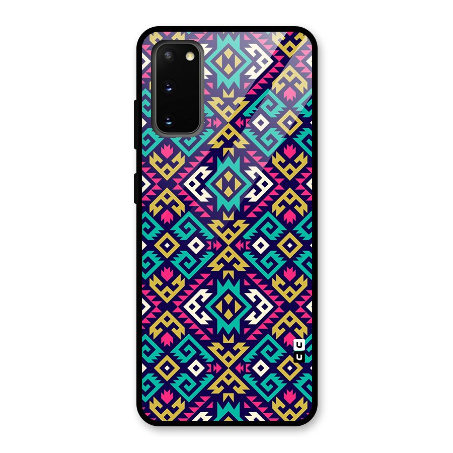 Retro Geometric Pattern Glass Back Case for Galaxy S20