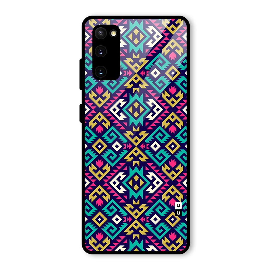 Retro Geometric Pattern Glass Back Case for Galaxy S20 FE 5G