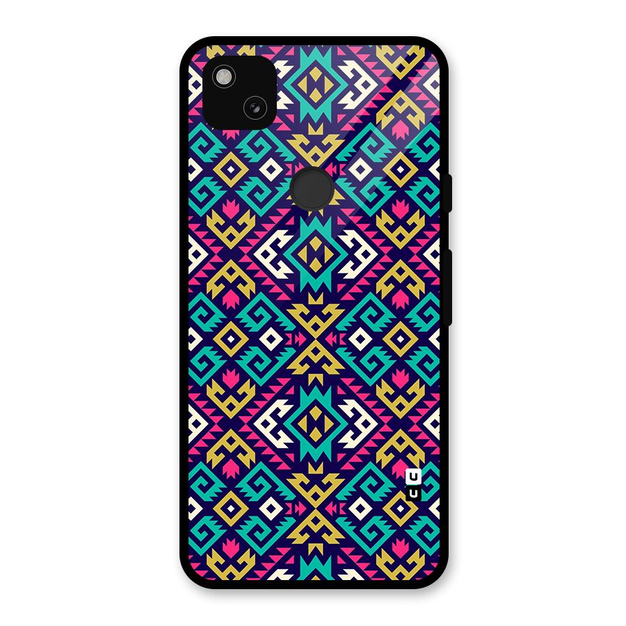 Retro Geometric Pattern Glass Back Case for Google Pixel 4a