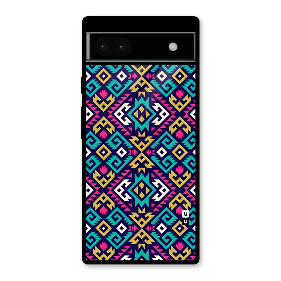 Retro Geometric Pattern Glass Back Case for Google Pixel 6a
