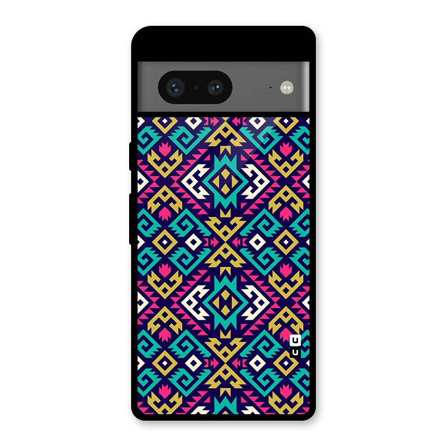 Retro Geometric Pattern Glass Back Case for Google Pixel 7