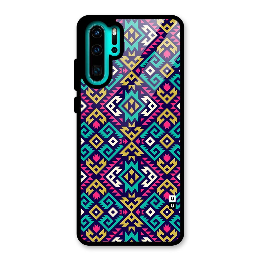 Retro Geometric Pattern Glass Back Case for Huawei P30 Pro