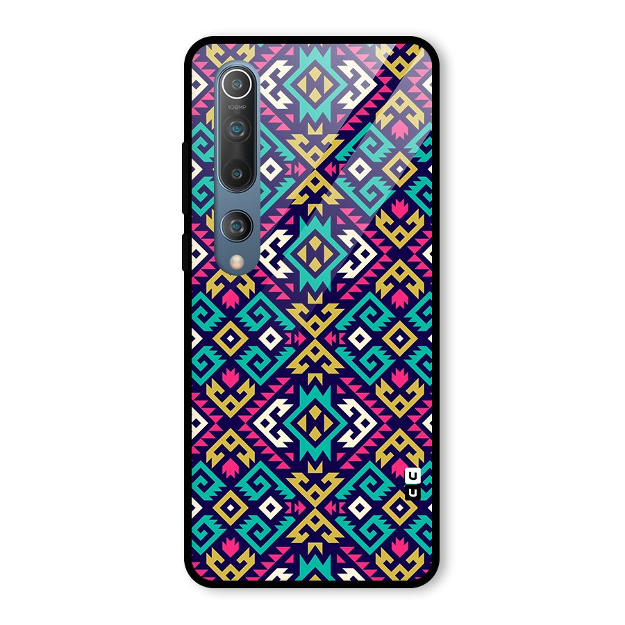Retro Geometric Pattern Glass Back Case for Mi 10