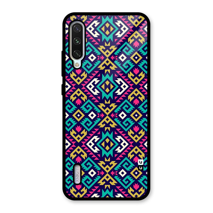 Retro Geometric Pattern Glass Back Case for Mi A3