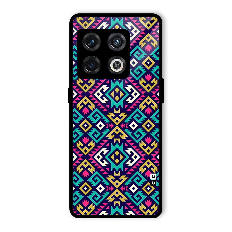 Retro Geometric Pattern Glass Back Case for OnePlus 10 Pro 5G