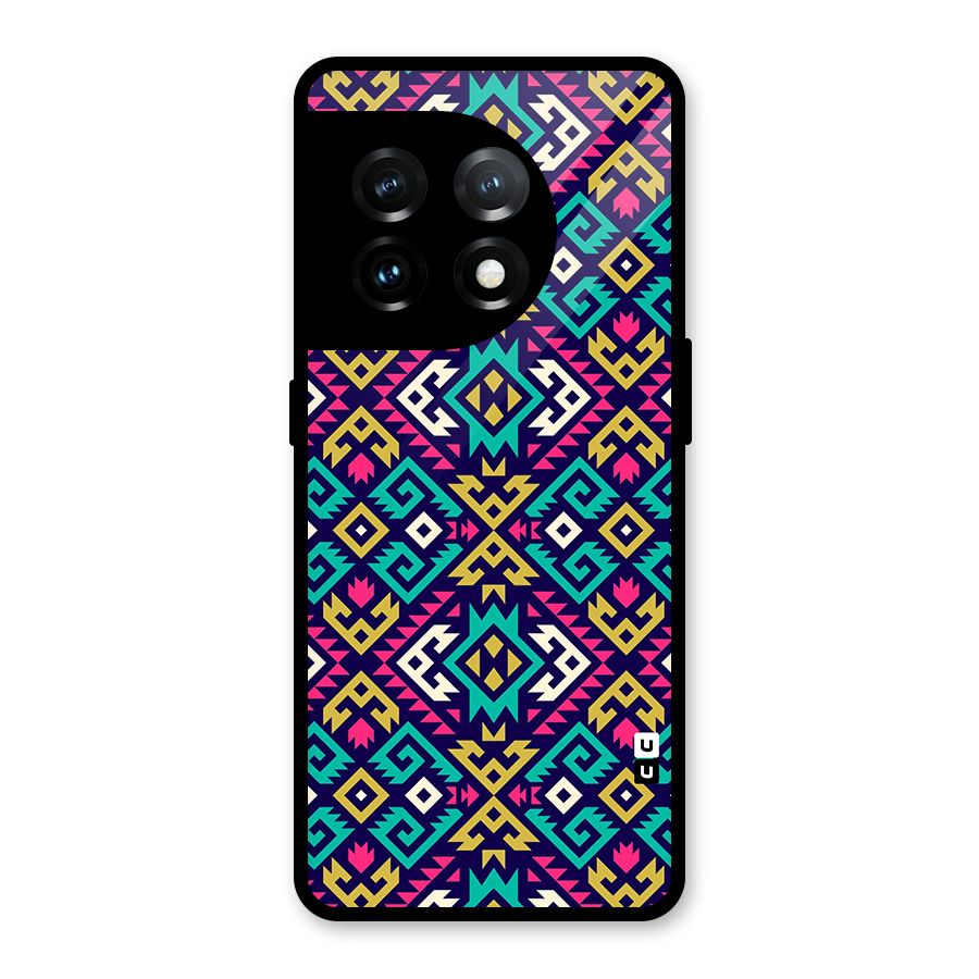 Retro Geometric Pattern Glass Back Case for OnePlus 11