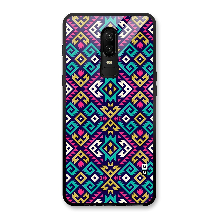 Retro Geometric Pattern Glass Back Case for OnePlus 6