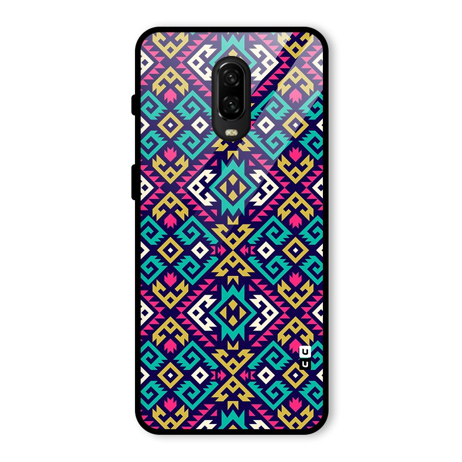 Retro Geometric Pattern Glass Back Case for OnePlus 6T
