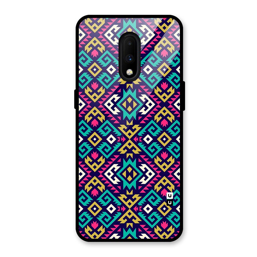 Retro Geometric Pattern Glass Back Case for OnePlus 7