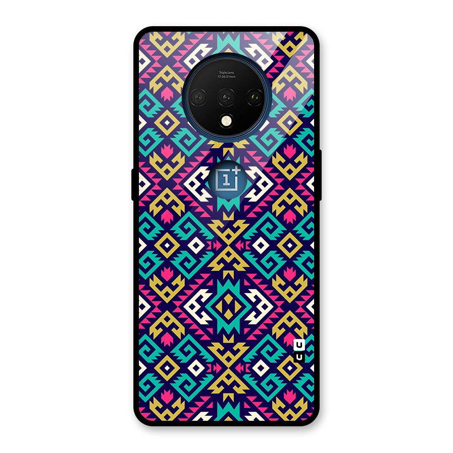 Retro Geometric Pattern Glass Back Case for OnePlus 7T