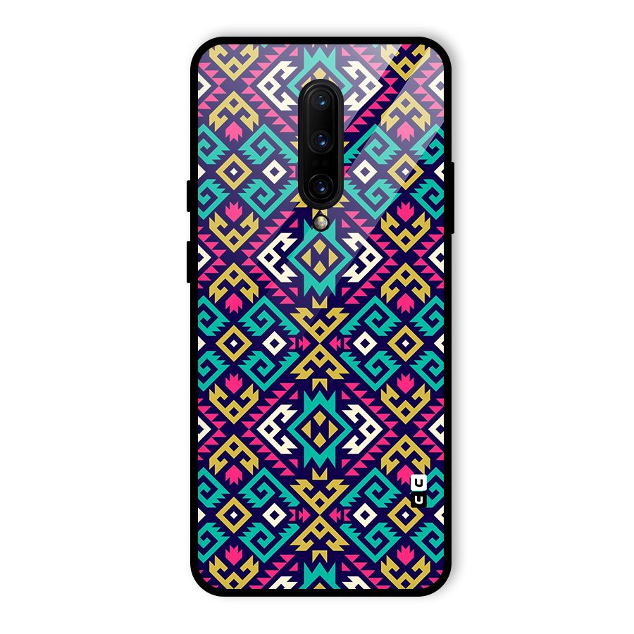 Retro Geometric Pattern Glass Back Case for OnePlus 7 Pro
