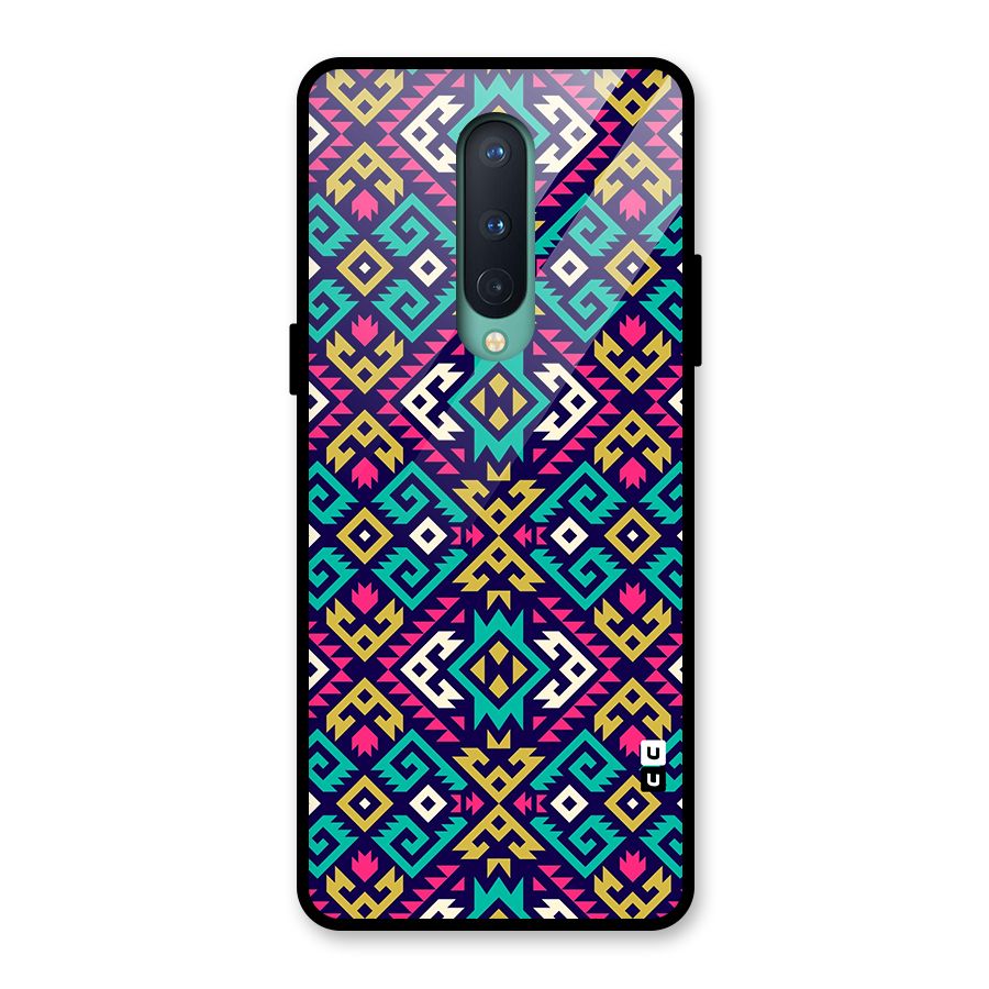 Retro Geometric Pattern Glass Back Case for OnePlus 8