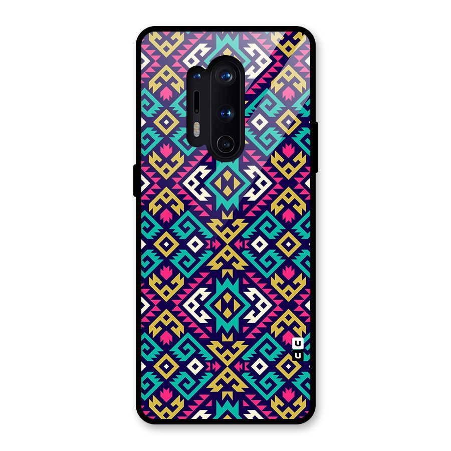 Retro Geometric Pattern Glass Back Case for OnePlus 8 Pro