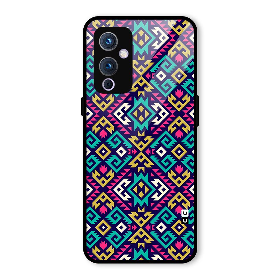 Retro Geometric Pattern Glass Back Case for OnePlus 9