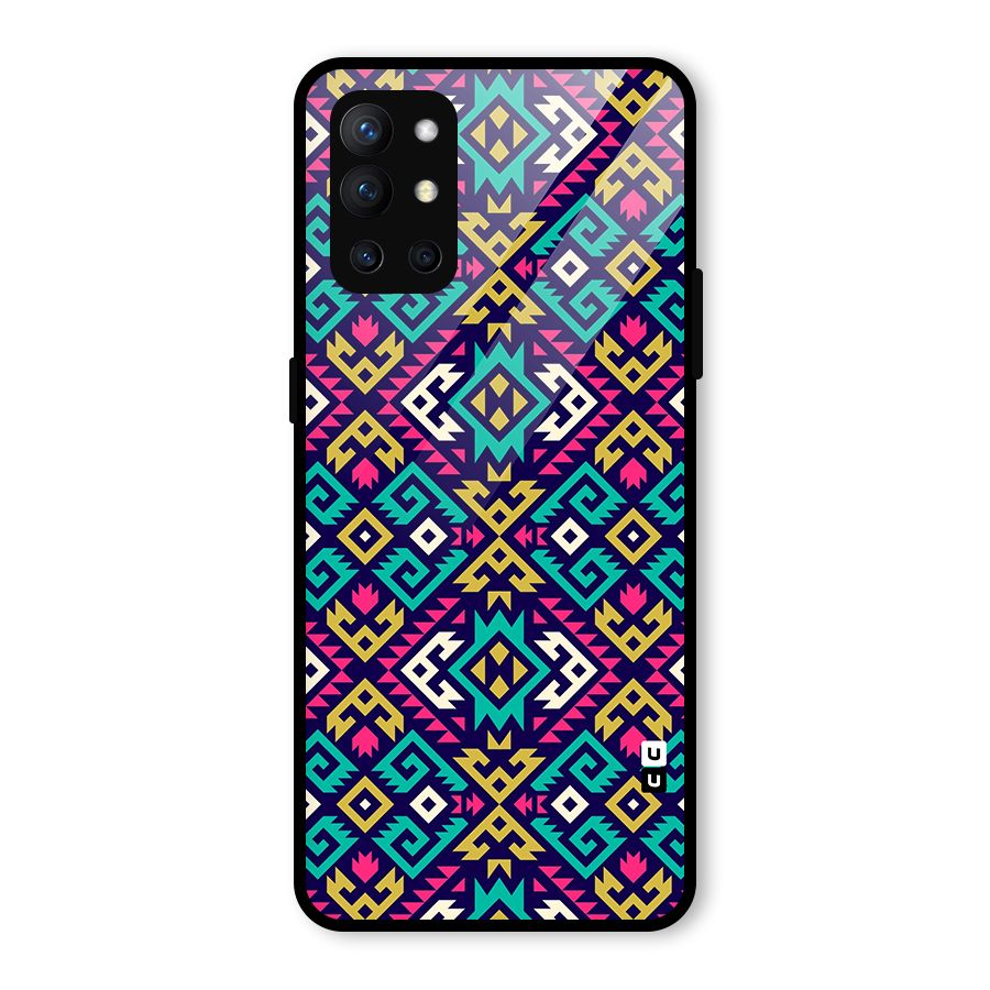 Retro Geometric Pattern Glass Back Case for OnePlus 9R