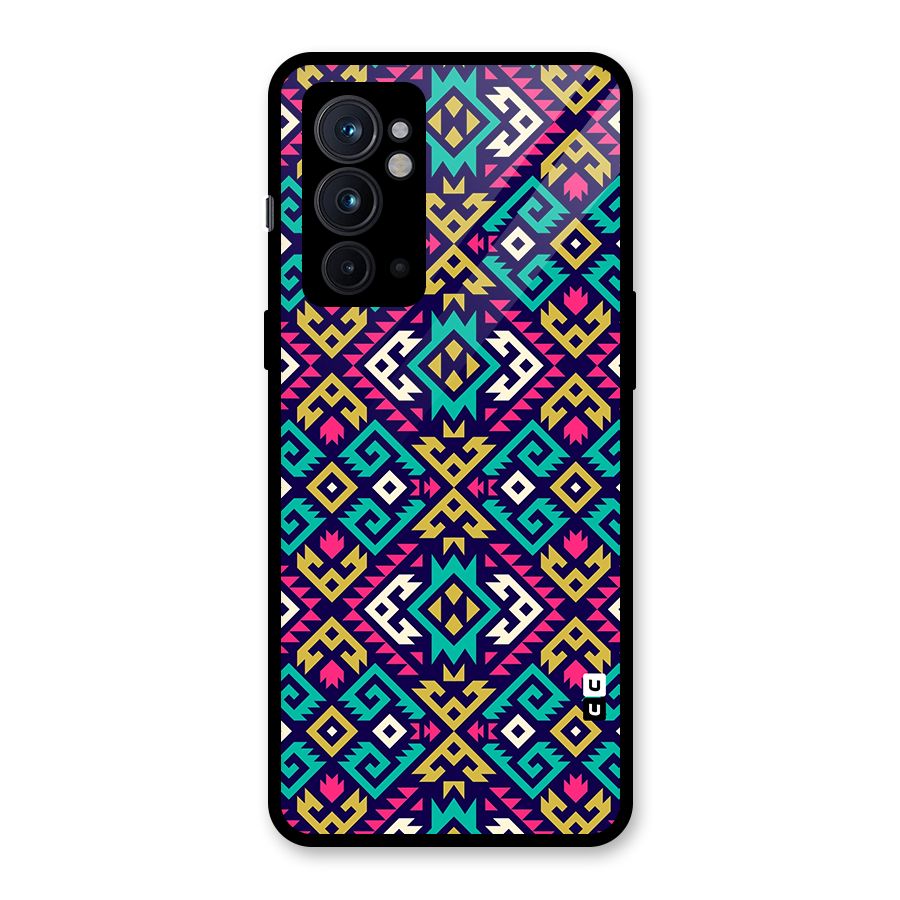Retro Geometric Pattern Glass Back Case for OnePlus 9RT 5G