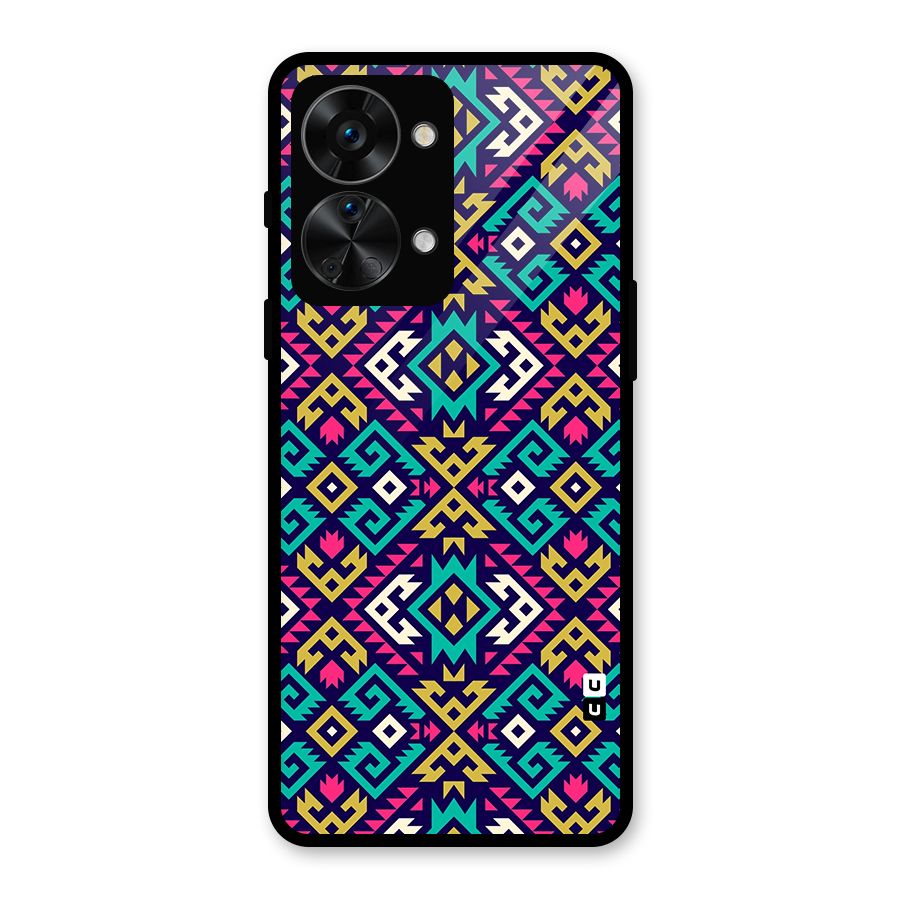 Retro Geometric Pattern Glass Back Case for OnePlus Nord 2T
