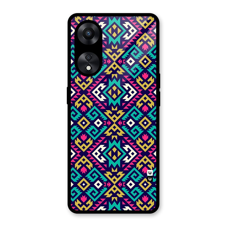 Retro Geometric Pattern Glass Back Case for Oppo A78
