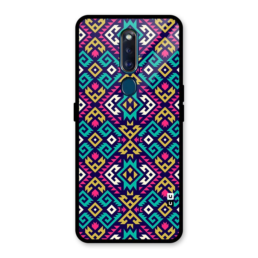 Retro Geometric Pattern Glass Back Case for Oppo F11 Pro