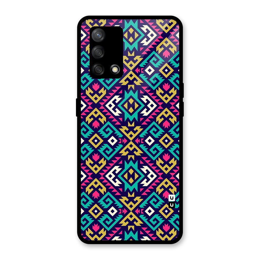Retro Geometric Pattern Glass Back Case for Oppo F19
