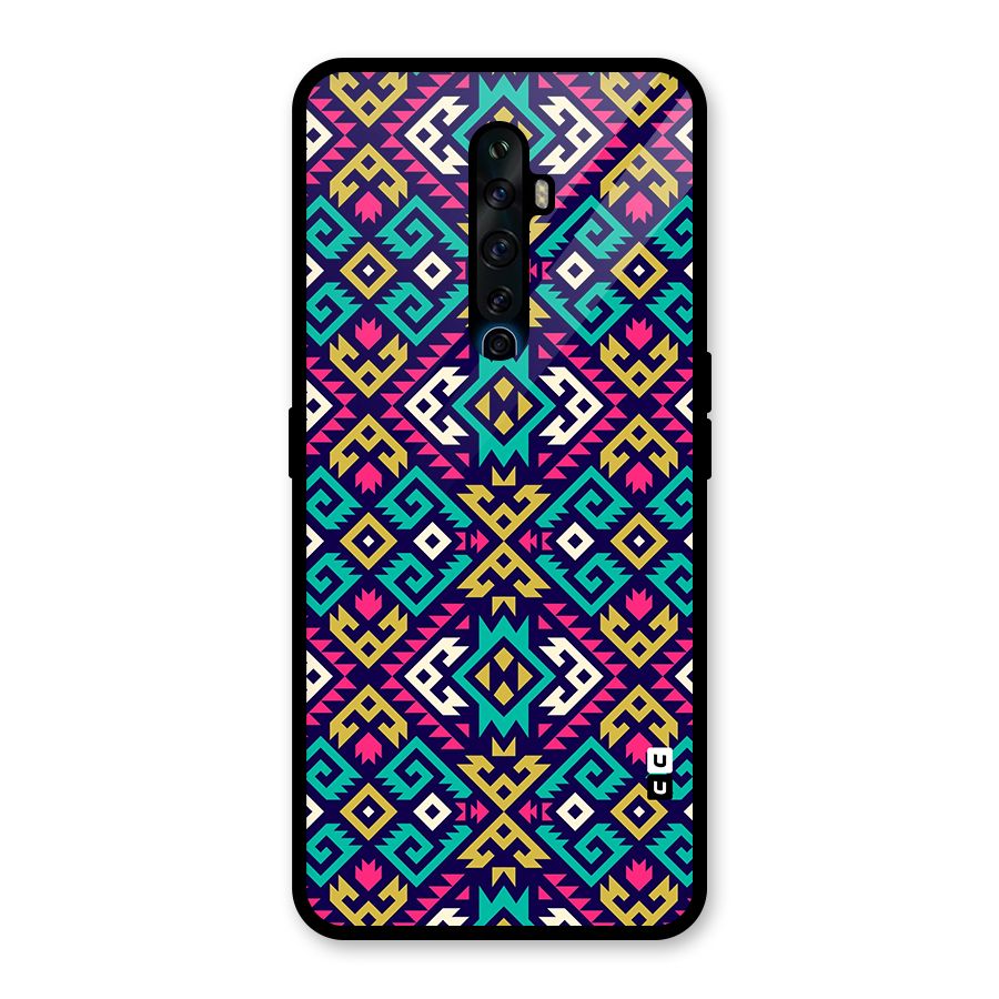 Retro Geometric Pattern Glass Back Case for Oppo Reno2 Z