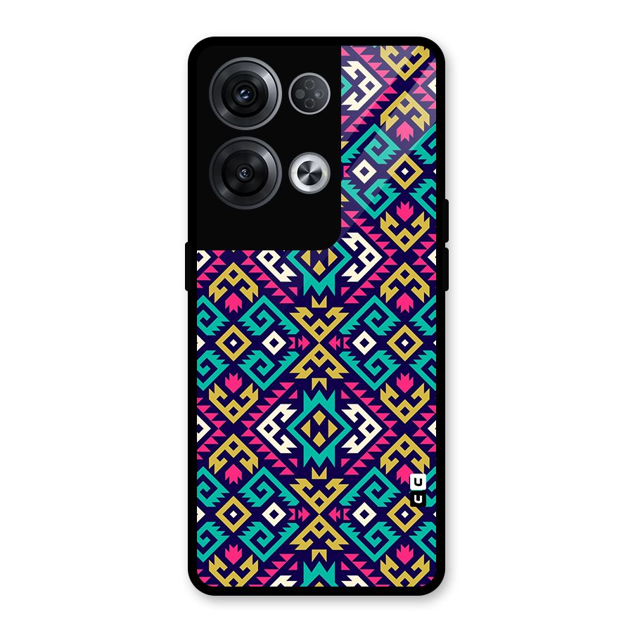 Retro Geometric Pattern Glass Back Case for Oppo Reno8 Pro 5G