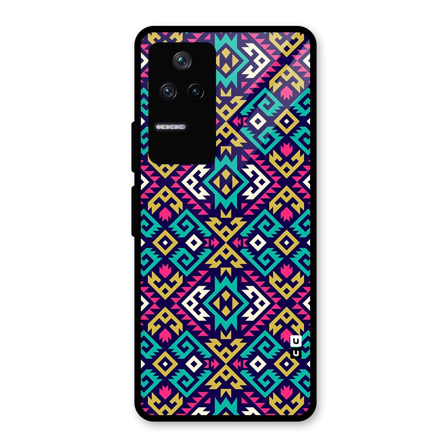 Retro Geometric Pattern Glass Back Case for Poco F4 5G