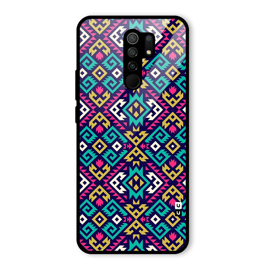 Retro Geometric Pattern Glass Back Case for Poco M2