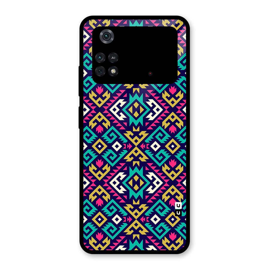 Retro Geometric Pattern Glass Back Case for Poco M4 Pro 4G