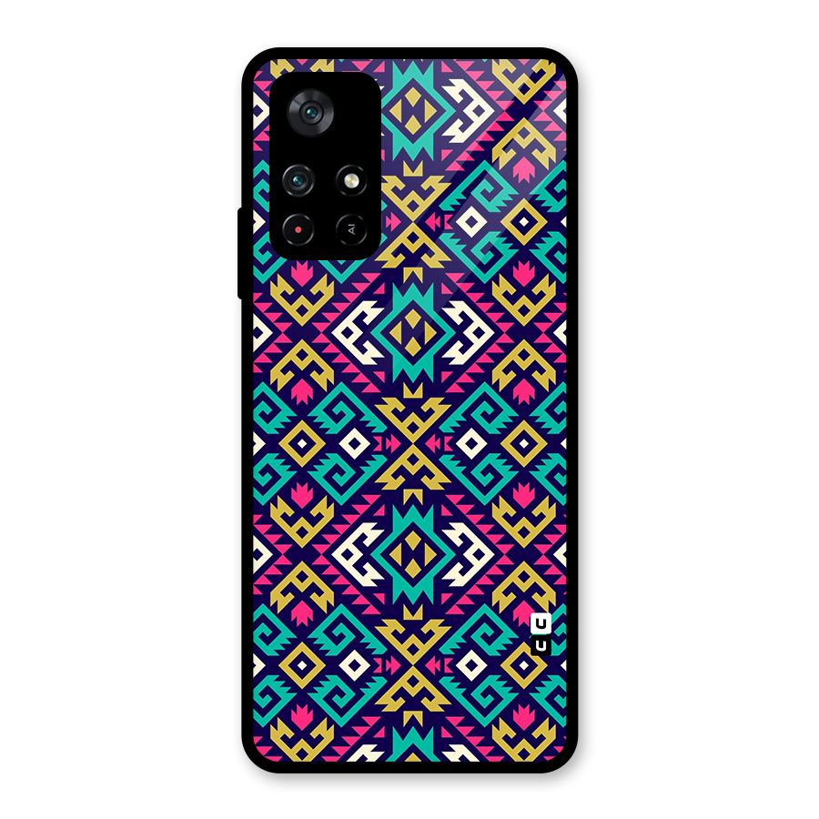 Retro Geometric Pattern Glass Back Case for Poco M4 Pro 5G