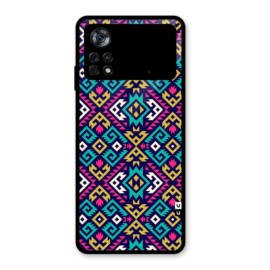 Retro Geometric Pattern Glass Back Case for Poco X4 Pro 5G