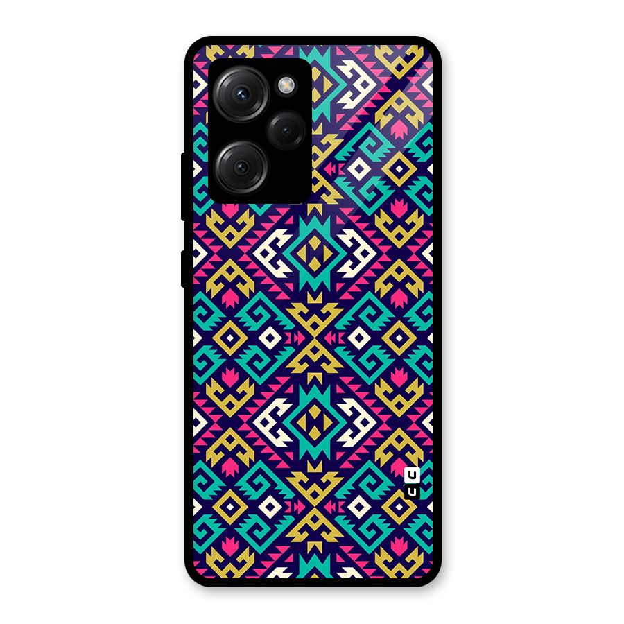 Retro Geometric Pattern Glass Back Case for Poco X5 Pro