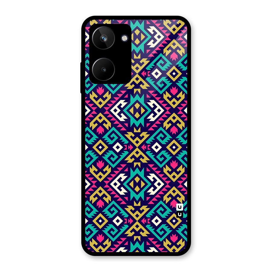 Retro Geometric Pattern Glass Back Case for Realme 10