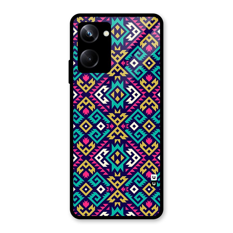 Retro Geometric Pattern Glass Back Case for Realme 10 Pro