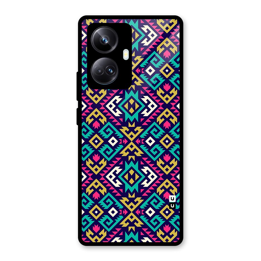 Retro Geometric Pattern Glass Back Case for Realme 10 Pro Plus