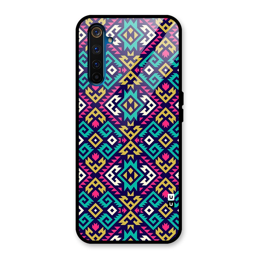 Retro Geometric Pattern Glass Back Case for Realme 6 Pro