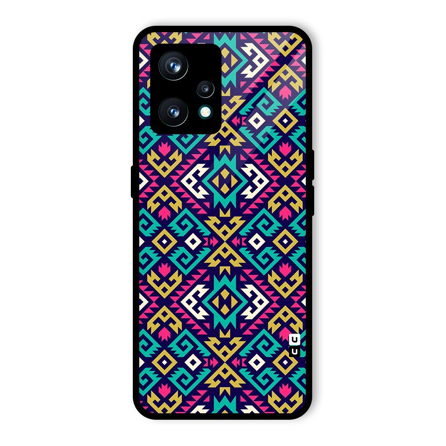 Retro Geometric Pattern Glass Back Case for Realme 9 Pro Plus 5G